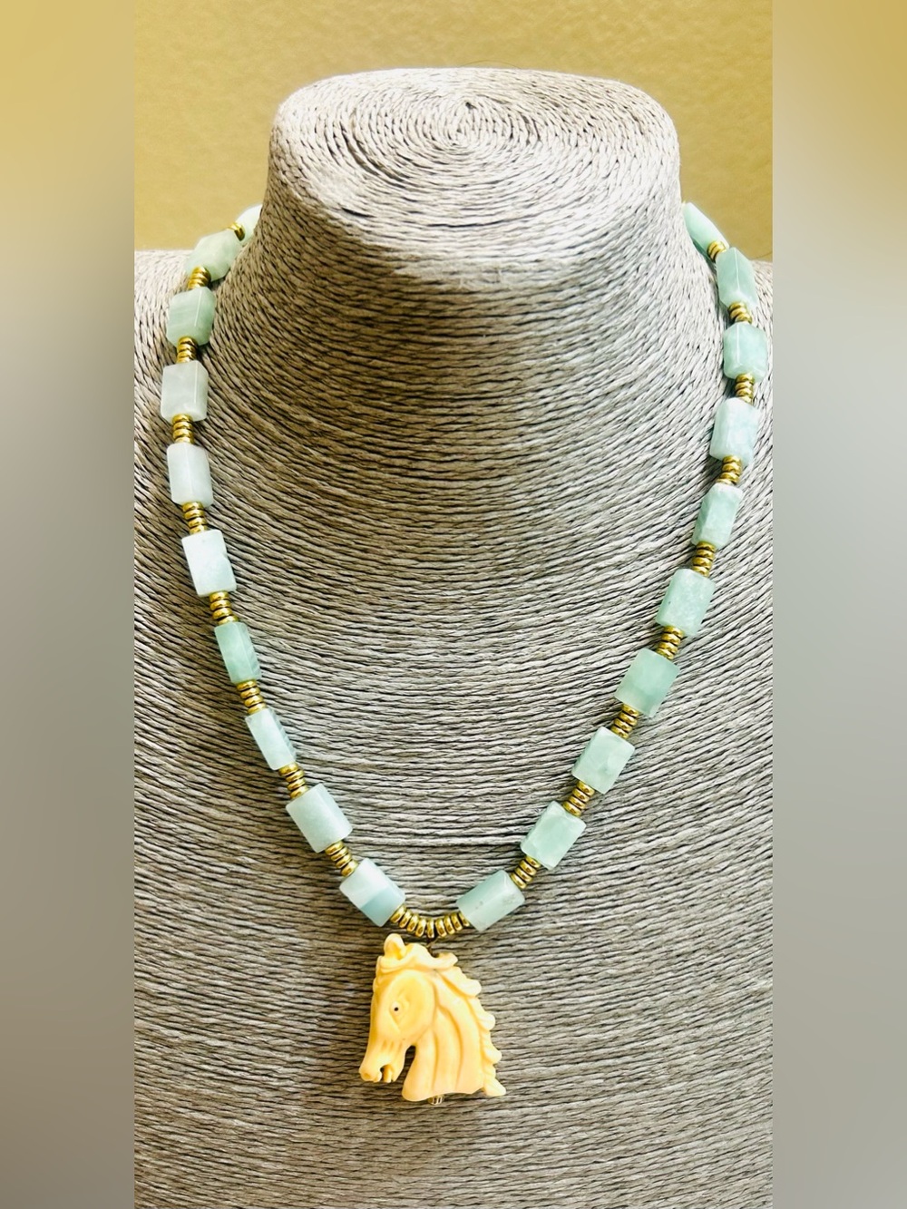 Custom Aventurine Beaded Necklace with Horse Pendant